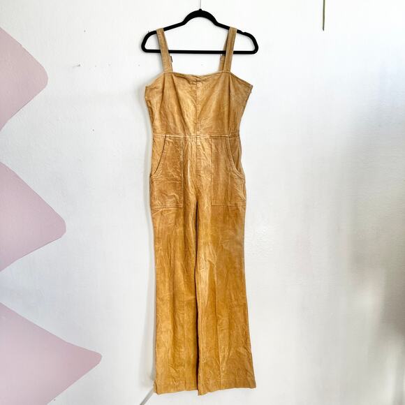 Brown Corduroy Jumpsuit 70s Inspired Retro Fall Earthy Boho Medium - Picture 2 of 11